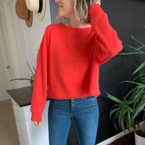 Wild Fable Neon Coral Cropped Sweatshirt